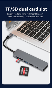 MARCH EXPO 6-in-1 adattatore di tipo C Mini Docking Station con 4K 60Hz HD-MI 2 USB 3.0 lettore di schede SD/TF, 100W PD per MacBook Pro - Product Image 4