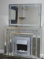 Table console de cheminée à miroir en diamant écrasé de luxe étincelant Offre Spéciale de grande classe