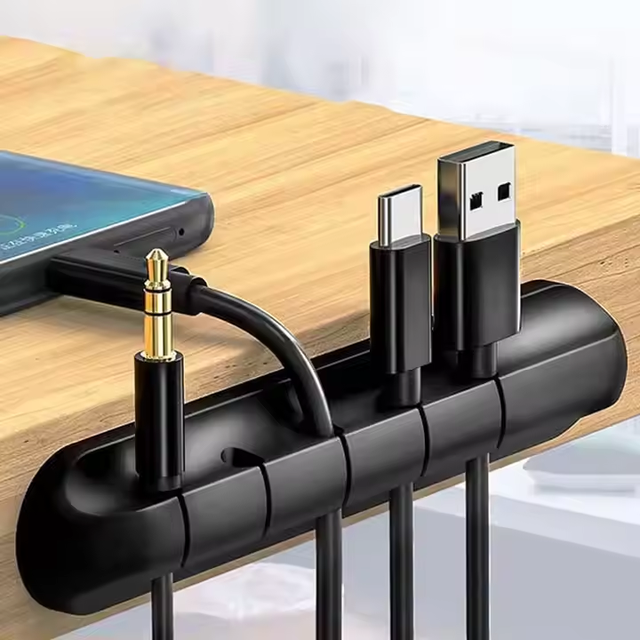 Integrated Cable Clip Device Cord Holder Under Desk Line Management Wire Organizer Cable Clamp for Wall and Table