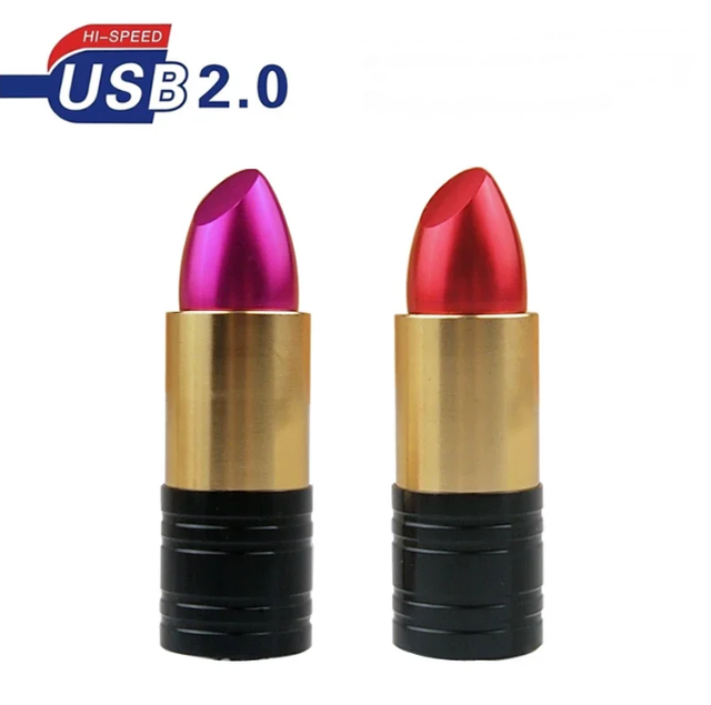 Wholesale Custom Logo Lipstick USB Flash Drive 4GB 8GB 16GB 32GB 64GB 128GB USB 2.0 Pen Drive Girls Gift