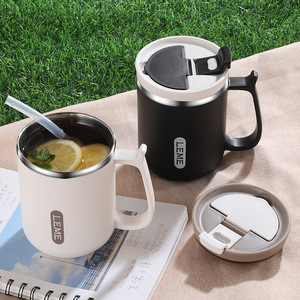 Leme Stainless Steel <b>Mug</b> With Lid 304 Tea Coffee <b>Insulated</b> Portable Travel Office Use Leak Proof - Product Image 2