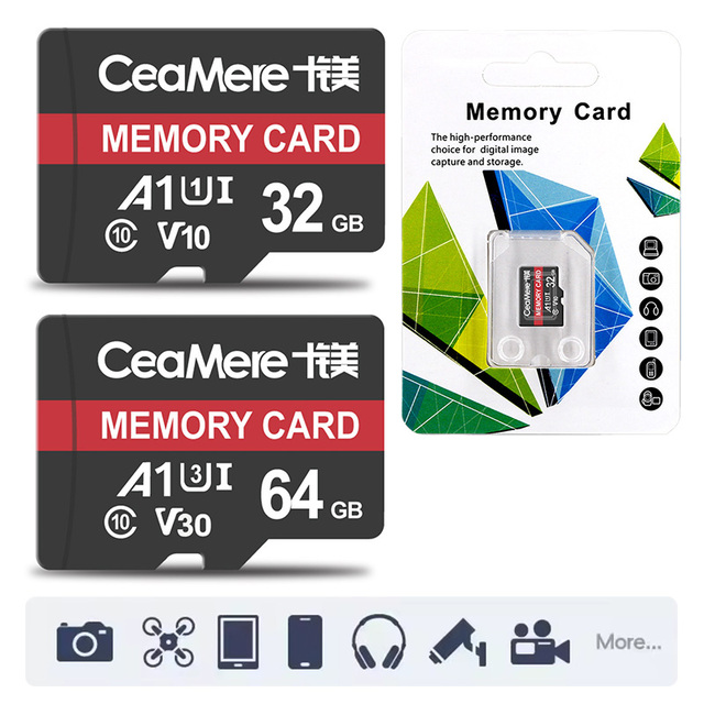 Lowest Price High Speed 32GB 64GB PS1 PS2 Memory Card Support Custom for Camera Recorder Walkie Talkie Class10 U3 V30 Flash Card