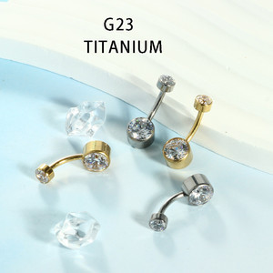 1PC Anneaux de nombril en titane G23, zircon brillant, <span class=keywords><strong>piercing</strong></span> de nombril, bijoux de corps pour femmes, accessoires - Product Image 6