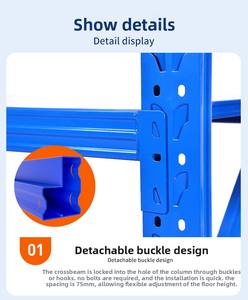 Étagères de stockage multi-niveaux légères à 4-5 niveaux, en acier angulaire anti-corrosion, empilables - Product Image 2