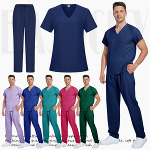 Women's Hospital Scrub Set V-Neck Short Sleeve Split Uniform Moisture Wicking Woven Fabric S XXL - Product Image 1