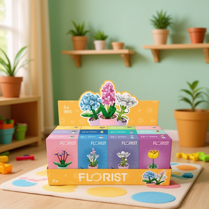 Building <b>Block</b> Sets Plant Series Mini Flower Pots For Kids 6+ Age Educational Toy Set 13x8x5 Cm - Product Image 2