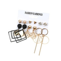 Nouveau ensemble de boucles d'oreilles rondes en diamant triangulaire boucles d'oreilles créatives en alliage minimaliste vintage