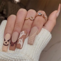 Vente en gros d'emballages et de vendeurs d'ongles personnalisés à presser-Carré moyen, pointe française, léopard, motifs pointus