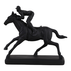 Statuetta di Cavallo e Jockey in Resina, Scultura per Arredamento Casa, Soggiorno, Ufficio, Bagno - Product Image 4