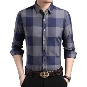 เสื้อเชิ้ตลายตารางของผู้ชายเสื้อ100% ผ้าฝ้ายแขนยาวลำลองของสุภาพบุรุษเสื้อออกแบบได้ตามต้องการ - Product Image 1