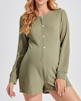 Pyjama de maternité en coton gaufré à manches lanternes, combinaison boutonnée sur le devant, grande taille, pour femmes enceintes