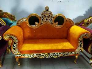 Wholesale Royal Style Wooden Wedding <b>Sofa</b> with Premium Solid <b>Wood</b> Construction and Upholstered Seating for Bride Groom Stage - Product Image 2