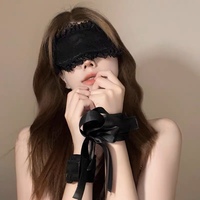 Masque et ensemble de restraints unisexe en dentelle de soie noire pour jeux de couple adultes, équipement BDSM, restraints Dominatrix, vente en gros