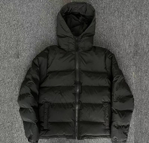 Giacca a Vento <span class=keywords><strong>Nera</strong></span> Imbottita in Piuma d'<span class=keywords><strong>Oca</strong></span> e Anatra da Uomo per Esterno con Cerniera, Piumino Lucido Invernale Unisex con Marchio Personalizzato del Produttore - Product Image 1