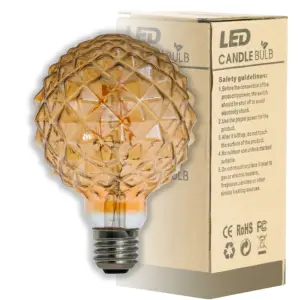 Lâmpada LED comercial decorativa para casa, base de 2W, 4W, 6W, E26, E27, B22, vintage, Edison, formato de abacaxi especial, lâmpada de filamento LED