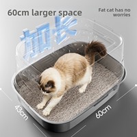 Bac à litière pour chat entièrement fermé, anti-odeur, hygiénique, facile à nettoyer, durable, base en acier inoxydable, anti-éclaboussures, grand espace