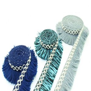 Accesorios textiles para el hogar certificados Oeko-Tex, sombrilla de playa trenzada con borlas, bolsas de correas de poliéster/algodón tejidas en Jacquard - Product Image 6