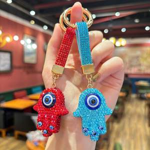 Porte-clés Bling Strass Main de Hamsa et Yeux Turcs Nazar, Amulette Bohème en Cristal pour Sac et <span class=keywords><strong>Voiture</strong></span>, Bijou Cadeau - Product Image 6