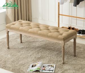 <span class=keywords><strong>Sgabello</strong></span> Versatile Convertibile Wayon per Soggiorno, <span class=keywords><strong>Seduta</strong></span> Imbottita con Bottoni e Gambe in Legno Intagliato Vintage - Product Image 3