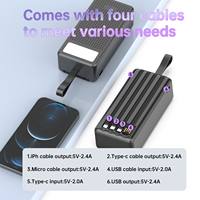 Banque d'alimentation personnalisable de grande capacité 30000mAh avec interface d'entrée de type C, fonction de voyage, câbles intégrés
