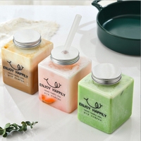 Gobelets en plastique PET carrés et ronds vides de 350 ml, 500 ml, 650 ml avec couvercle, pour boissons froides, thé au lait Boba, jus, bouteilles en plastique transparentes pour boissons