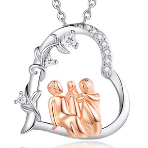Merryshine Zirconia 925 Corazón de plata esterlina <span class=keywords><strong>familia</strong></span> te amo madre bebé mamá Collar para mujer - Product Image 1