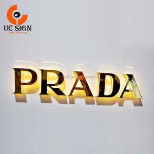 Letras LED retroiluminadas personalizadas, letrero con logotipo de acero inoxidable, 3D, luz de canal de aluminio, letras para tienda