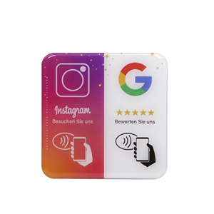 Étiquette NFC personnalisée imprimée 13,56 MHz, <span class=keywords><strong>puce</strong></span> NFC 213 144 octets, cartes de commentaires Google, étiquette de menu RFID en époxy pour table - Product Image 1