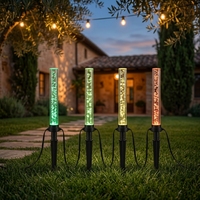 Décoration de jardin extérieure à LED RGB intelligente à énergie solaire, indice de protection IP65, en PVC, avec télécommande via application, installation facile au sol et en encastré