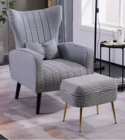 Fauteuil à dossier haut avec repose-pieds, moderne, en velours, pour salon, sous-sol, meubles de maison, certifié BSCI