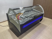 Présentoir de crème glacée de comptoir à dégivrage automatique en acier inoxydable pour vitrine réfrigérée de restaurant