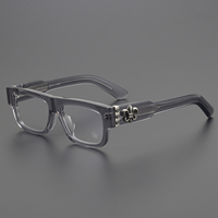 Monture de lunettes de vue rectangulaire à motif géométrique, noire mate, verte transparente, à monture complète, durable, anti-lumière bleue, pour myopie