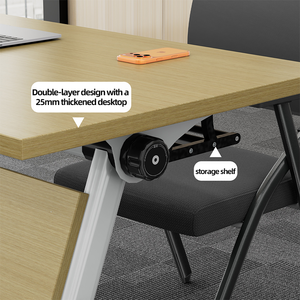 Table de réunion pliable en bois pour bureau, salle de réunion, étude, formation, avec chaise intégrée, fabriquée en Chine - Product Image 2