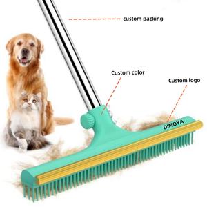 Lüks özel 3-in-1 Pet saç çıkarıcı süpürge kullanımlık 60 \ "kediler için ayarlanabilir uzun saplı halı tırmık paslanmaz çelik kauçuk - Product Image 6