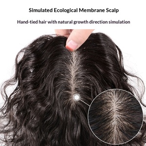 Pièce de perruque en <span class=keywords><strong>cheveux</strong></span> bouclés, entièrement tissée à la main, noire, naturelle, sans trace, volumineuse, à aiguille progressive, longue durée, pour la réparation des <span class=keywords><strong>cheveux</strong></span> - Product Image 5