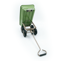 Chariot de jardin robuste en acier à quatre roues avec benne basculante