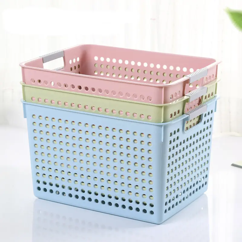 concise vegetable plastic storage basket with handle for bathroom homekitchen
