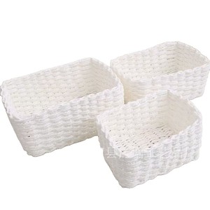 Handmade Woven Paper Rope Storage <b>Basket</b> Rectangle Shape For Desktop Coffee <b>Table</b> Snack And Sundry Organizer - Product Image 5