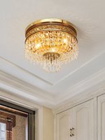 Plafonnier en cristal tout cuivre, montage en surface, AC, indice de protection IP33, LED, design vintage français luxueux pour chambres et salons