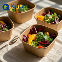 Contenants carrés jetables en papier kraft blanc biodégradable 500ML 750ML 1000ML avec impression de logo personnalisé pour salades et biscuits