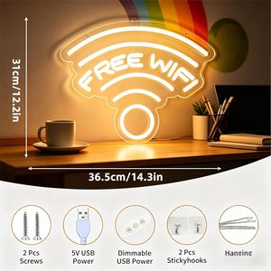 Free Wifi Letreros Neon LED indoor hanging ambient light shop <b>sign</b> wall decoration light entrance indicator light luminous <b>sign</b> - Product Image 3