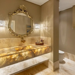 Lavello singolo naturale dell'agata bianca su ordinazione per i bagni dell'hotel il tavolo di vanità del bacino con la scrivania di trucco & la scrivania di vanità di Dressing - Product Image 6