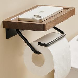 Walnut accessible luxury toilet <b>roll</b> holder bathroom hanging <b>roll</b> paper towel holder punch-free toilet tissue box holder - Product Image 2