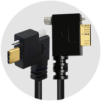 Kabel Data USB Type C Male ke USB 3.0 Micro B Male dengan Sambungan Samping, Pengunci Sekrup, dan Pemasangan Panel
