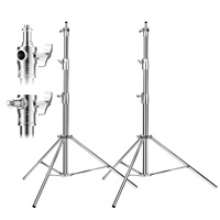 K&F Concept Lot de 2 supports d'éclairage portables en acier inoxydable robustes avec amortisseur à ressort de 110,2 pouces et vis de 1/4 et 3/8 de pouce