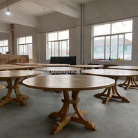 Table à manger ronde en bois massif, design moderne minimaliste, couleur naturelle, design spécial, pour événements et fêtes