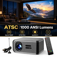 Projecteur 8K Natif 1080P Full HD Smart WiFi Android Auto Focus avec Haut-parleurs TV Numérique ATSC Projecteur Home Cinéma