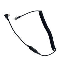 Kabel Pengisi Daya Tipe-C Male ke RJ11 6P4C Sudut Kanan 90 Derajat Kustom, 5V ke 12V Step-up, Kabel Daya Spiral