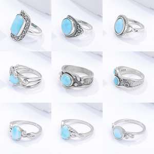 XYOP手作り<span class=keywords><strong>925</strong></span>スターリングシルバージュエリー子供用完璧なスタイル天然ラリマーリング卸売メーカー - Product Image 5