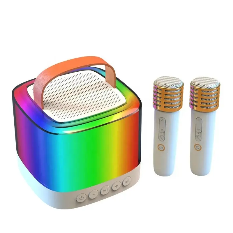 Karaoke Machine Bluetooth Speaker Home Theater Subwoofer Colorful Portable Supports TWS Radio Bass Treble for Adults Kids